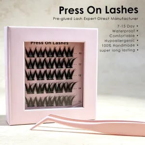 Press on Cluster Lash Private Label Lash Clusters Custom Wispy Fluffy Styles Glueless Lashes for UK France