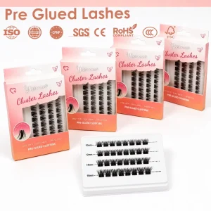 Press on Cluster Lashes No Glue Needed Self Adhesive Handmade Segment Pre Cut Pre Bond Cruelty Free Reusable Eyelash
