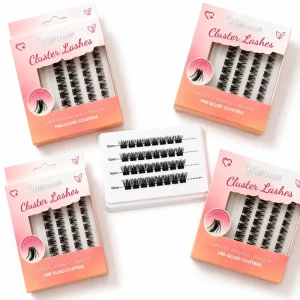 Press on Cluster Lashes No Glue Needed Self Adhesive Handmade Segment Pre Cut Pre Bond Cruelty-Free Reusable Eyelash