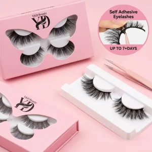 Press on Half Lashes Lightweight Natural Volume Fluffy False Eyelashes Self Adhesive Eyelashes No Glue Needed Lashes