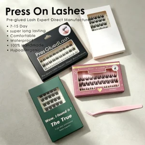 Press on Lash Cluster No Glue Waterproof 7 15 Day Long Lasting 100% Handmade CE CPSR ISO Custom Size Style Acrylic Box Europe