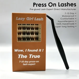 Press on Lash Cluster Waterproof 100% Handmade 7-15 Day Long Lasting CE CPSR ISO UK France Market Custom Wispy Fluffy Manga