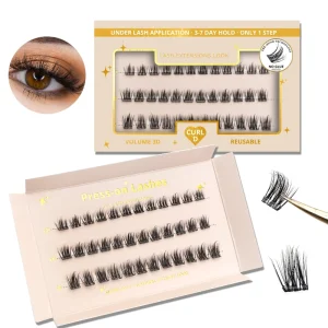 Press on Lash Clusters Eyelash Extention 3d Pre Glued Reusable Lashes No Glue Needed Invisible Band