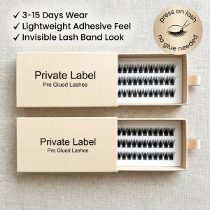 Press on Lashes Eyelash Tray Super Soft Band 200d 300d Lash Clusters Custom Kit Reusable Full Strip Eyelashes