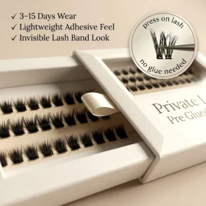 Press on Lashes No Glue Plant Fiber Lash Clusters Private Label Natural Lashes 7 15 Day Press Eyelashes DIY Full Strip