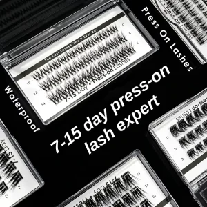 Press on Lashes No Glue Pre Glued Cluster Lashes Strong Hold Private Label Self Adhesive Eyelashes Volume Lashes Extension Kit