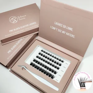 Press on Lashes No Glue Pre Glued Cluster Lashes Strong Hold Private Label Self Adhesive Eyelashes Volume Lashes Extension Kit