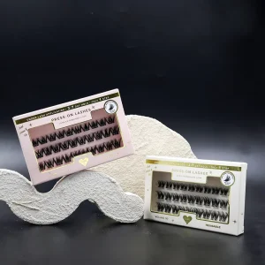 Press on Lashes 睫毛簇组 高品质 PBT 自粘式 无残忍实验 透明带状纤细睫毛盒