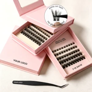 Press on Lashes Packaging Self Adhesive 3D Effect Reusable Custom Logo Handmade PRE GLUED CLUSTER LASHES