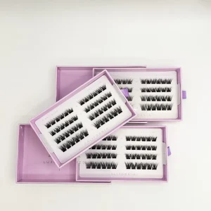 Press on Lashes Segment Lashes Mixed Length C Curl Natural Looking Style Glue Free False Eyelashes Pre Glued