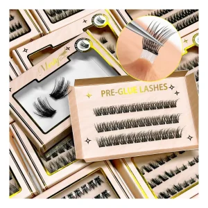 Press on Pre Cut Cluster Eyelash Extension Knot Free Mink Silk Self Adhesives Pre glued Lashes Clusters