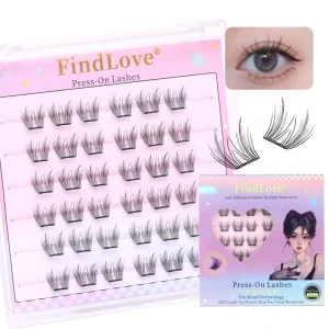 Press on Strong Hold 36 Clusters Lashes No Glue Needed Natural Looking Style C Curl Private Label Reusable Eyelash