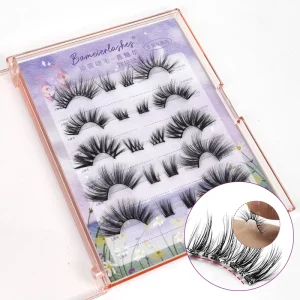 Press on Thin Soft Full Strip Lashes Natural Glueless Black Preglued Self Adhesive Eyelashes with Upgrade Glue
