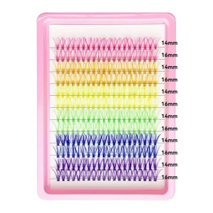 Princess Shiyu Private Label Fiber Color Cluster Lashes DIY Eyelash Extension Kit Handmade 12 Rows 20D 8 16mm Natural