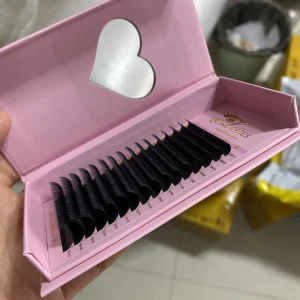 Private Label 0.03 005 0.07 5 25mm Volume Fluffy Eyelash Extension Dark Matte Black Cashmere Lash Extensions Trays