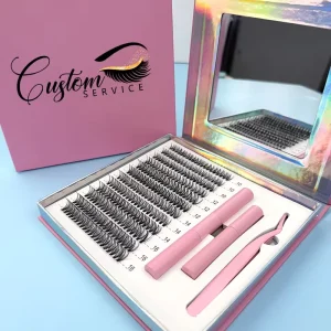 Private Label 10 16mm Lash Cluster Kit Segment Lash Extensions Double Eyelash Glue Bond and Seal Diy Cluster Lashes Kit