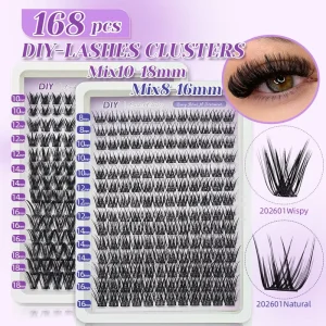Private Label 14 Rows Cluster Lashes DIY Individual Extension Mixed Length 10 18mm Super Fine Band