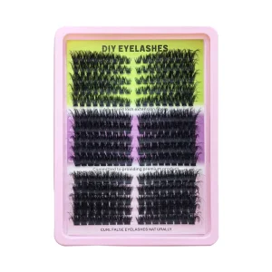 Private Label 14 Rows Cluster Lashes DIY Individual Extension Mixed Length 10-18mm Super Fine Band