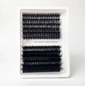 Private Label 200P Cluster DIY Segment Lashes Fluffy & Soft Mixed Length 12 22MM Custom Logo Natural D Curl