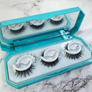 Private Label 3 Pairs Self Adhesive False Eyelashes No Glue Reusable Pre Glued Strip Lashes Kit