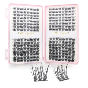 Private Label 32 Rows DIY Segmented Waterproof Lashes Manga Fairy Spiky Lash Clusters Tray Wispy Volume Matte Black Cruelty Free