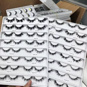 Private Label 3D Full Strip Cat Eye Lashes Handmade Mink Fur Custom Logo Natural Style with Mixed Length False Eyelash
