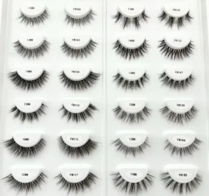 Private Label 3D Full Strip Eye Lashes Handmade Faux Mink Fur Custom Logo Natural Style Invisible Band Eyelashes