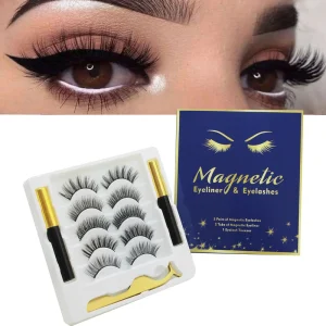 Private Label 3D Magnetic Faux Mink Eyelashes Set Fluffy Style False Eyeliner with Magnet Lashes