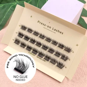 Private Label 3D Mink Fluffy C D Curl Press on Segment Cluster Lashes 25mm Natural Fiber DIY Eyelash Extension Kits