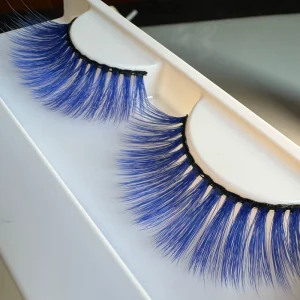 Private Label 3D Mink Fur Blue False Eyelashes Dramatic Colorful Synthetic Hair Lashes Natural Long Color Lashes Model Box