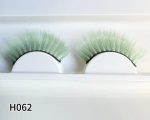 Private Label 3D Mink Fur Synthetic Hair Lashes Green Dramatic Colorful 11-17mm Long False Eyelashes with Natural Model Box