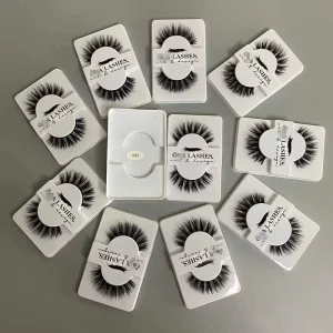 Private Label 3D Silk Eyelash Set 3 Pairs Full Strip Faux False Mink Lashes with Eyelash Tweeze