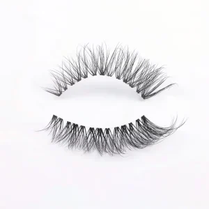 Private Label 3D Wispy Eyelash Super Thin Clear Band Full Strip Lashes Invisible Band Strips Eyelashes