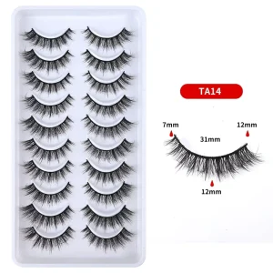 Private Label 3D Wispy Faux Mink Full Strip Lashes Black Cotton Band False Eyelashes for Makeup