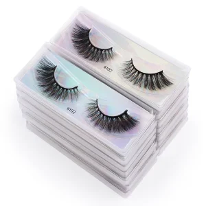 Private Label 3D Wispy Faux Mink Full Strip Lashes Black Cotton Band False Eyelashes for Makeup