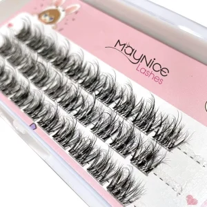 Private Label 5D Faux Mink Pre-Cut Cluster Lashes Long-Lasting Home Eyelash 14mm DIY Segmented Lashes Cluster Lash Tray