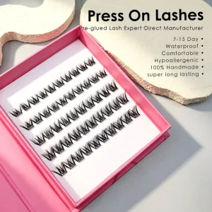 Private Label 7 15 Day Press Lashes UK Germany Glue Free Self Adhesive Eyelash Clusters 8 16mm Reusable Vegan 3D Effect