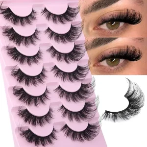 Private Label 7 Pairs 3D Synthetic Lashes Self adhesive Cruelty Free Reusable Dramatic Volume Western Style Thick Eyelashes