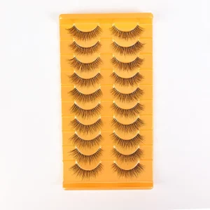 Private Label 7 Pairs Natural Wispy Lashes clear Band False Eyelashes Lash Vendor