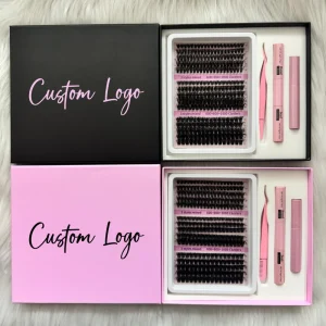 Private Label 8-18mm Lash Cluster Kit Segment Lash Extensions Double Eyelash Glue Bond Diy Cluster Lashes Kit Custom Logo