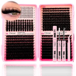 Private Label 80D 120D Volume DIY Eyelash Extension Kit Individual Lash Clusters With Bond Seal Glue Applicator Tools