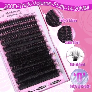 Private Label 80P 100P 200P DIY Cluster Lashes 14-24MM Mixed Length D Curl 3D Fluffy Volume Individual False Eyelashes Kit