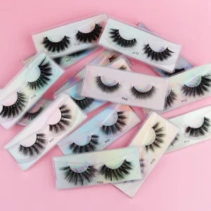 Private Label Beauty Products False Eyelashes Natural Full Strip Eyelashes with Plastic Cotton Band and Eyelash Tray 1