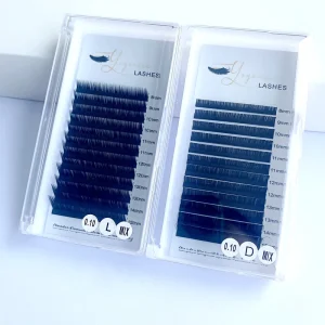 Private Label Black Eyelash Extensions Trays Handmade Velvet Lashes 0.25mm Curl Natural Long Individual Lash Trays