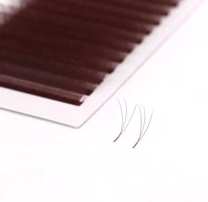 Private Label Burgundy Color W lash C CC D L M Curl Wine Red Color Narrow W Lashes 6mm 7mm 15mm U Lash Extensions