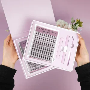 Private Label C Curl Wide Band 8-16mm Hand Made Mega Volume Magnetic Box Segment Cluster DIY Lash Kit