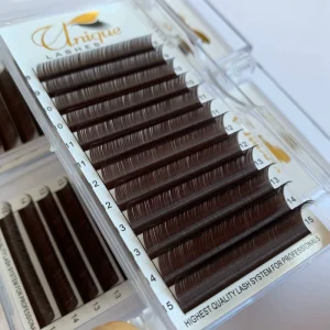 Private Label Cashmere Soft Espresso Brown Volume Lashes Chocolate Dark Brown Mega Volume Eyelash Extensions 0.03 0.05 0.07 0.15