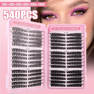 Private Label Cluster Lashes Kit Diy Lash Extension Kit Fluffy D Curl Press on Segment Cluster Lashes Natural Fiber