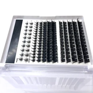 Private Label Cluster Lashes Pbt Korean Ultra Fine Super Dark Faux Mink Cluster Lash Trays