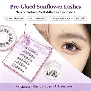 Private Label Cruelty Free Invisible Band Lashes Natural Wispy Lashes Lightweight Reusable False Eyelashes